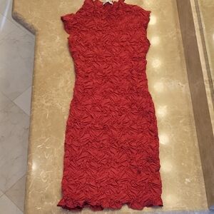 Zara Scarlet Red Textured Mini Dress,  S